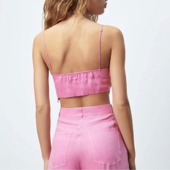 ZARA Pink Satin Flowing Crop Top | Size Large | NWT - Picture 6 of 12